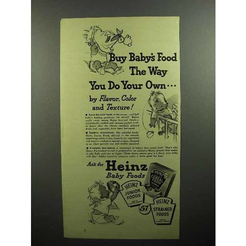 1946 Heinz Baby Food Ad - Buy The Way You Do Your Own