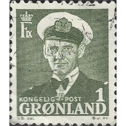 GREENLAND, King Frederick IX, grey-green 1950, 1ore