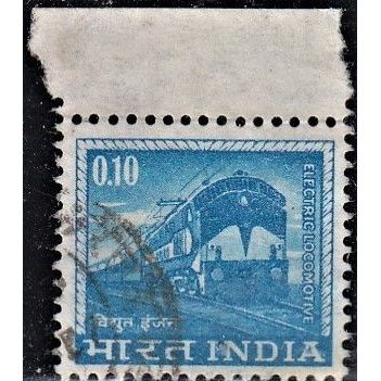 India, 1966 10p Electric locomotive. SG 509 (Scott #411), used
