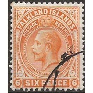 Falkland Islands 1912 SG64 6d Yellow-Orange Fine Used ..