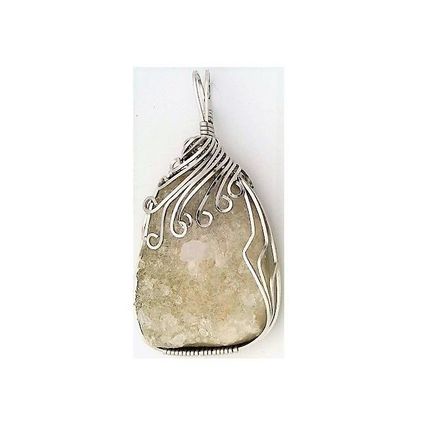 Quartz Crystal Stainless Steel Wire Wrap Gemstone Pendant 4