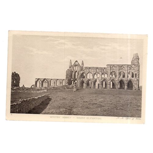 WHITBY ABBEY SOUTH ELEVATION unused postcard early half of 20th c.... H M O W /