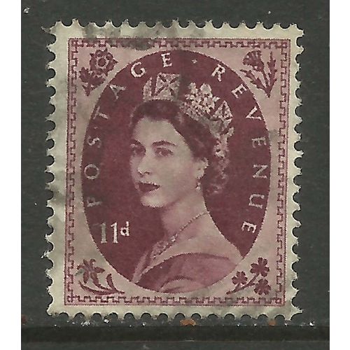 GB 1954 QE2 11d Brown Purple Wilding SG 528 Wmk 153. ( C353 )