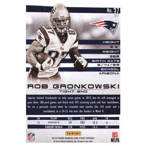 2014 Football Rookies & Stars Rob Gronkowski