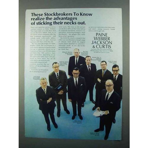 1968 Paine Webber Jackson & Curtis Ad - Stockbrokers