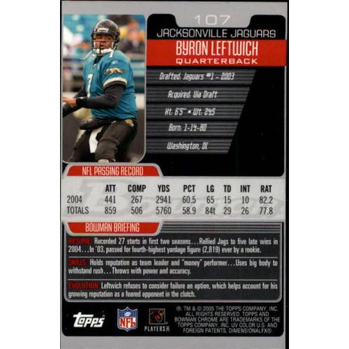 2005 Bowman Chrome Football Byron Leftwich #107