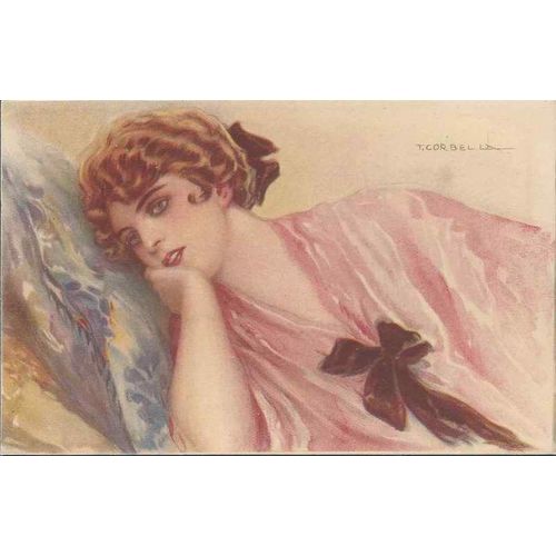 Glamour Lady ART Nouveau T Corbella Signed Artist 1920 MINT condition Italy (3)