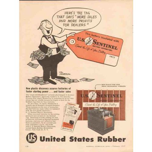 UNITED STATES RUBBER COMPANY 1957 Tom Henderson US Sentinel vintage ad
