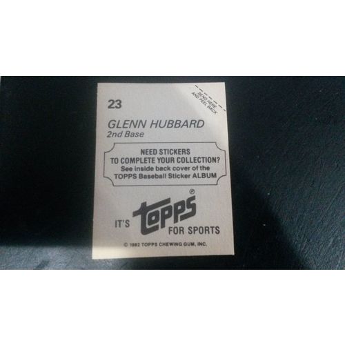 1982 Topps Stickers Card # 023 Glenn Hubbard Excellent (5) Atlanta Braves