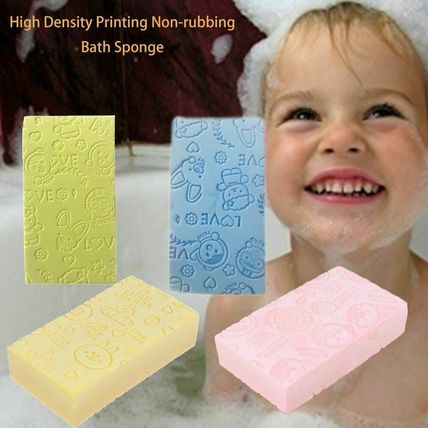 2xSoft Cartoon Baby Bath Sponge Brush Rubbing For Toddler Infant Children Clean