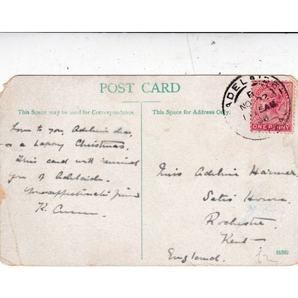 Government House Adelaide Australia Postcard posted 1908 corner damage