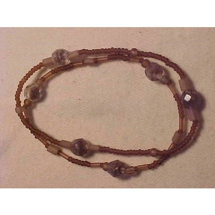 Amethyst Glass Bead Bracelets SET of 2 Faceted Cut Glass Stretch Bangles
