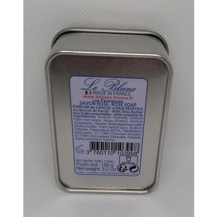 Rose Soap in a Tin 100g Les Parisiennes Made in France Le Blanc