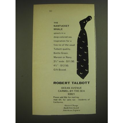 1974 Robert Talbott Nantucket Whale Tie Advertisement