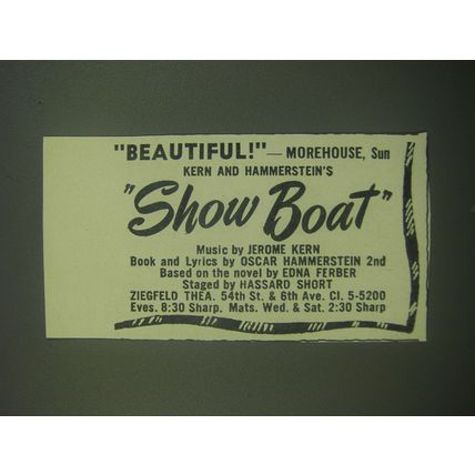1946 Show Boat Musical Ad - Beautiful! - Morehouse
