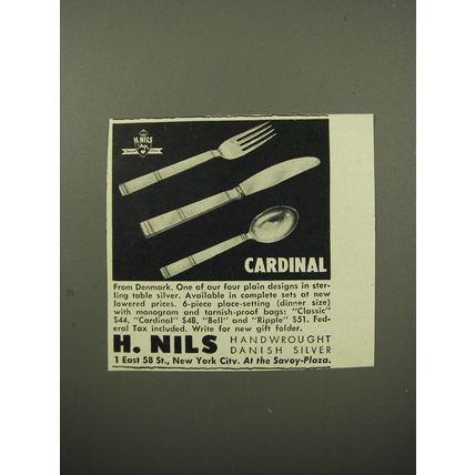 1950 H. Nils Cardinal Silverware Advertisement