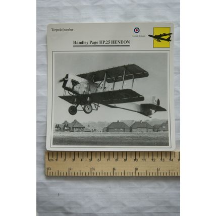 Handley Page HP.25 Hendon - GB - Torpedo Bomber - Collectors Club Card