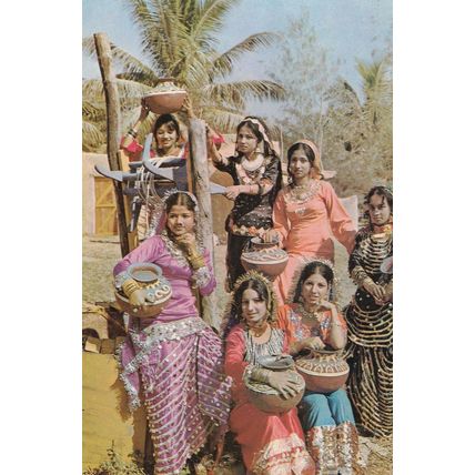 Pakistan Village Girls Fetching Water Postcard