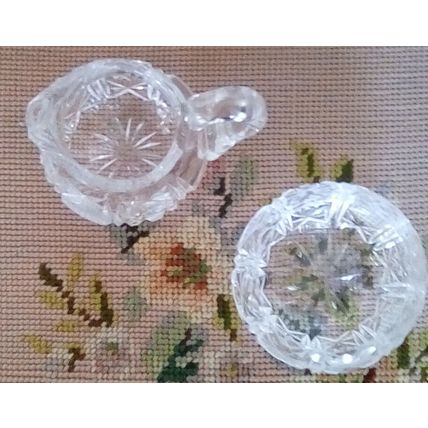 Matching Creamer and Sugar Bowl, Clear Depression Glass