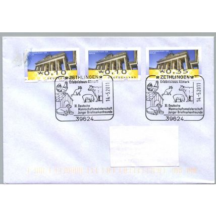 Deutschland SSt. Zethlingen "Haustiere: Hund, Katze, Hahn, Kuh & Schwein" 2011