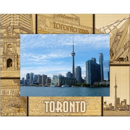 Toronto Canada Laser Engraved Wood Picture Frame Landscape (5 x 7)