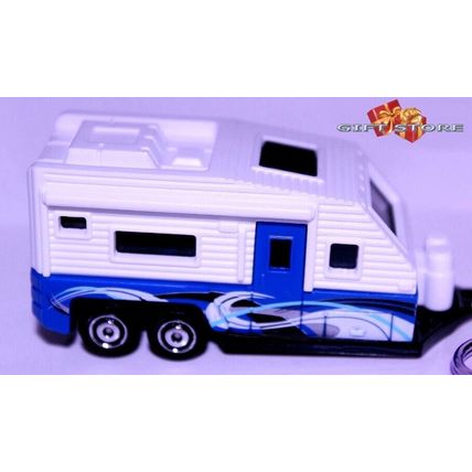 GREAT GIFT KEY CHAIN BLUE CAMPER TRAILER RV'S CARAVAN CAMPING MOTOR-HOME