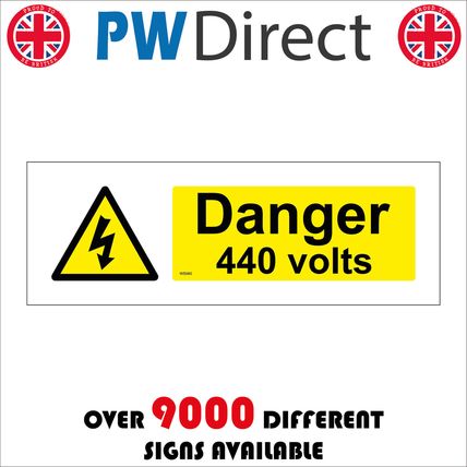 WS060 DANGER 440 VOLTS SIGN ELECTRICITY SHOCK HAZARD RISK DANGER HIGH VOLTAGE