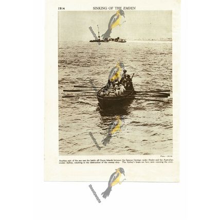 Sinking Of The Emden, Rescue Boats, 1914, Book Illustration (Print), 1935