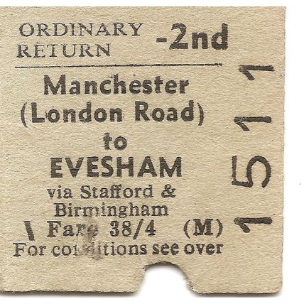 B.T.C. Edmondson Ticket - Manchester London Road to Evesham