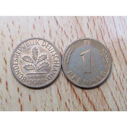 1980d 1 Pfennig Germany Coin