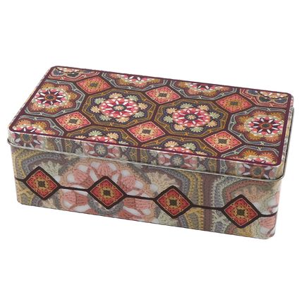 Emma Ball Metal Tin Crackers Biscuits Crafts Storage Persian Tiles 23.4 cm