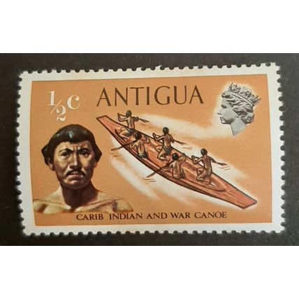 Antigua: 1970 - Ships - ½c Carib Indian and War Canoe - Used Stamp