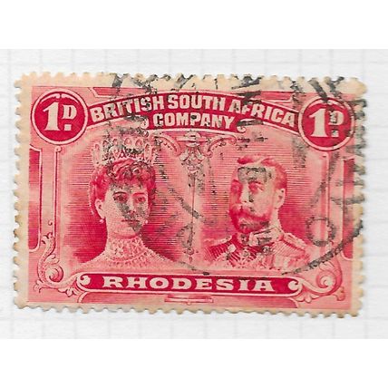 BSAC 1910 DOUBLE HEAD P14 PENNY SHADE BULAWAYO PMK USED SG123 SG124 SG125