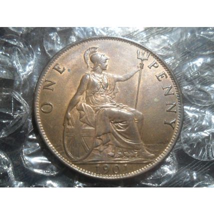 1901 Victoria Veiled Head penny.