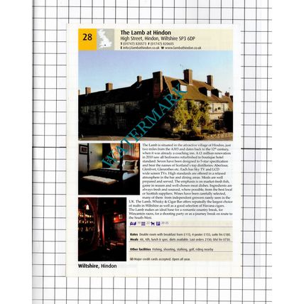 Beechfield House Hotel Beanacre Wiltshire / The Lamb At Hindon - 2011 Advert