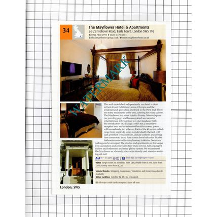 Twenty Nevern Square London / The Mayflower Hotel Earls Court - 2011 Advert