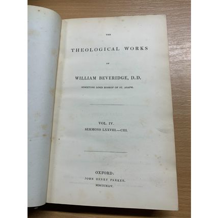 RARE* 1844 "THEOLOGICAL WORKS OF WILLIAM BEVERIDGE" VOL 4 ANTIQUE BOOK (P5)