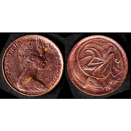 Australia Two Cent 1967 Used, Coin Frilled neck-lizard 2c QE II