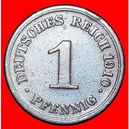 Ⰶ EAGLE (1890-1916): GERMANY ★ 1 PFENNIG 1910F WUERTTEMBERG★LOW START★NO RESERVE