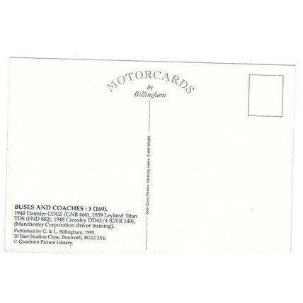 BUS 1940 DAIMLER COGS MANCHESTER CORPERATION PUBL. 1995 INC. UK POST