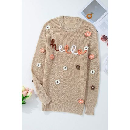 Parchment Hello Floral Embroidered Knit Loose Sweater