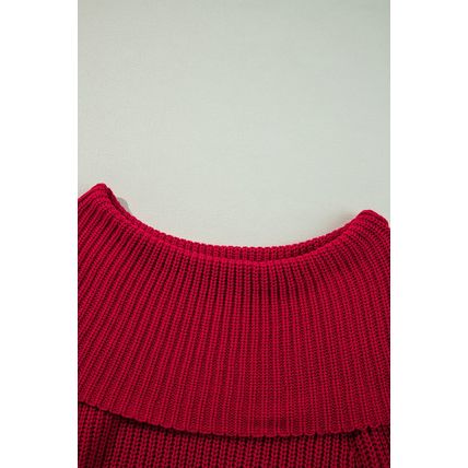 Racing Red Off-the-shoulder Knit Sweater