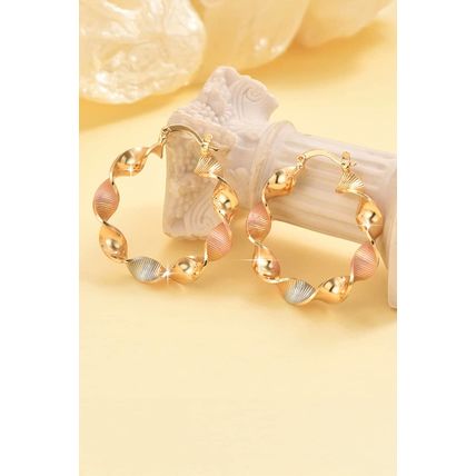 Gold Twisted Plated Alloy Hoop Earrings