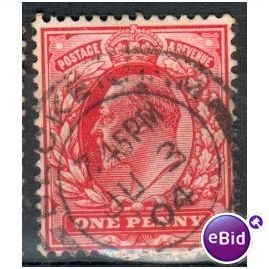 GB stamps 1902-10 KEV11 - 1d SG219 Beckenham 39