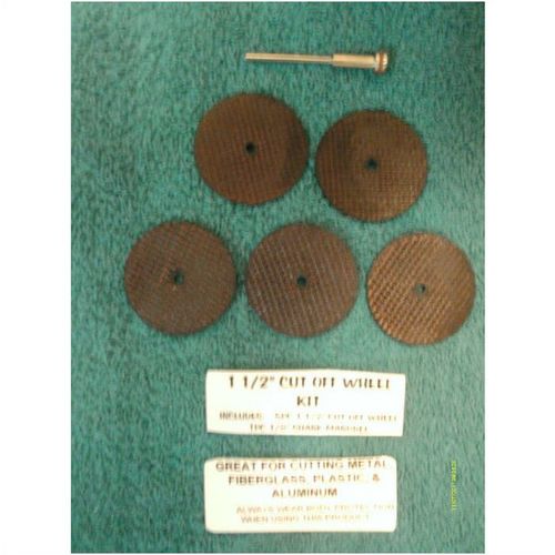 5 Piece 1 1/2" CUT OFF WHEEL KIT includes 1 pc 1/8" SHANK MANDREL FOR METAL New