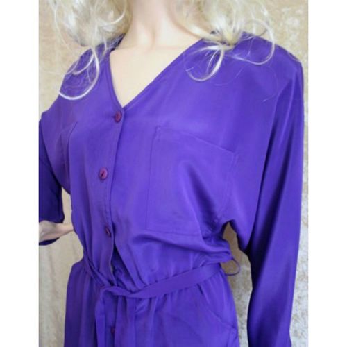 Vintage 1970 Purple Dolman Sleeve Dress Size 12 uk