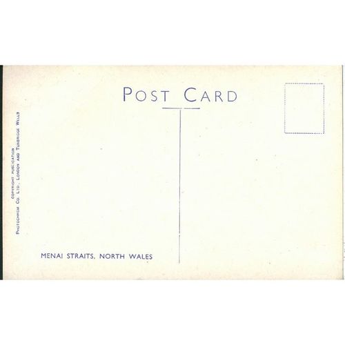 Vintage L.M. Long 'Photochrom' Postcard - Menai Straits, North Wales