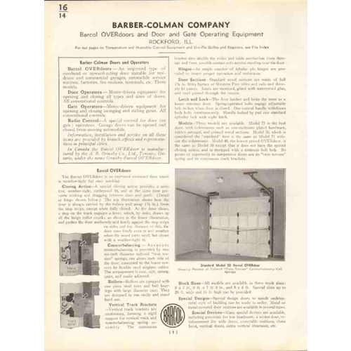 barber-colman company 1938 barcol overdoors gates vintage catalog