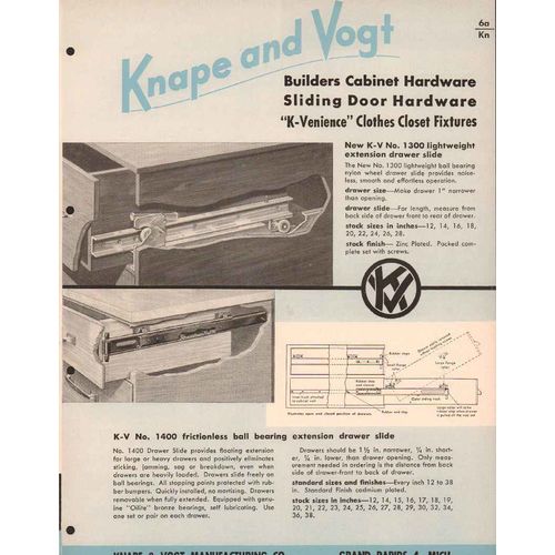 knape vogt mfg company 1956 cabinet door hardware vintage catalog