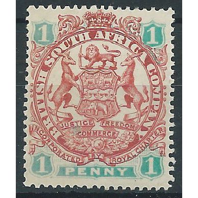 Rhodesia 1896 SG42 1d Scarlet & Emerald Mounted Mint . ..